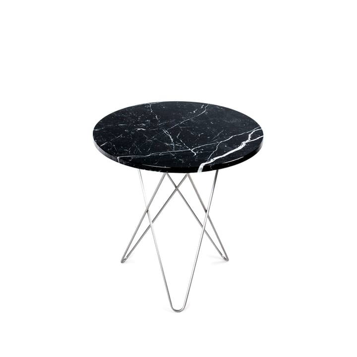 Table basse Mini O Tall - marbre noir, support en acier inoxydable - OX Denmarq