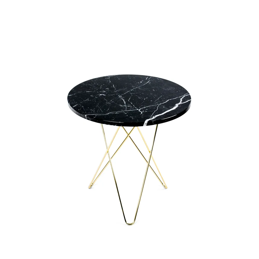 Table basse Mini O Tall, marbre noir, support en laiton OX Denmarq