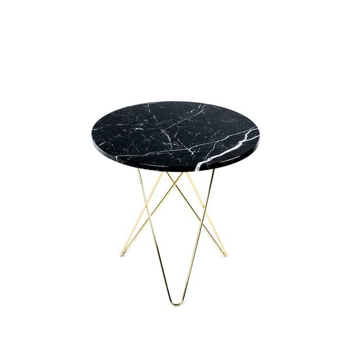 Table basse Mini O Tall - marbre noir, support en laiton - OX Denmarq