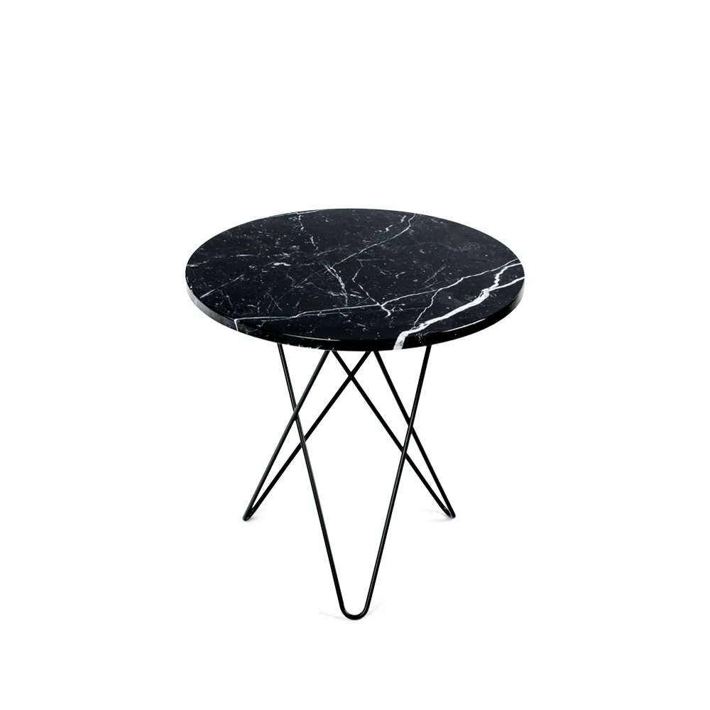Table basse Mini O Tall, marbre noir, support noir OX Denmarq