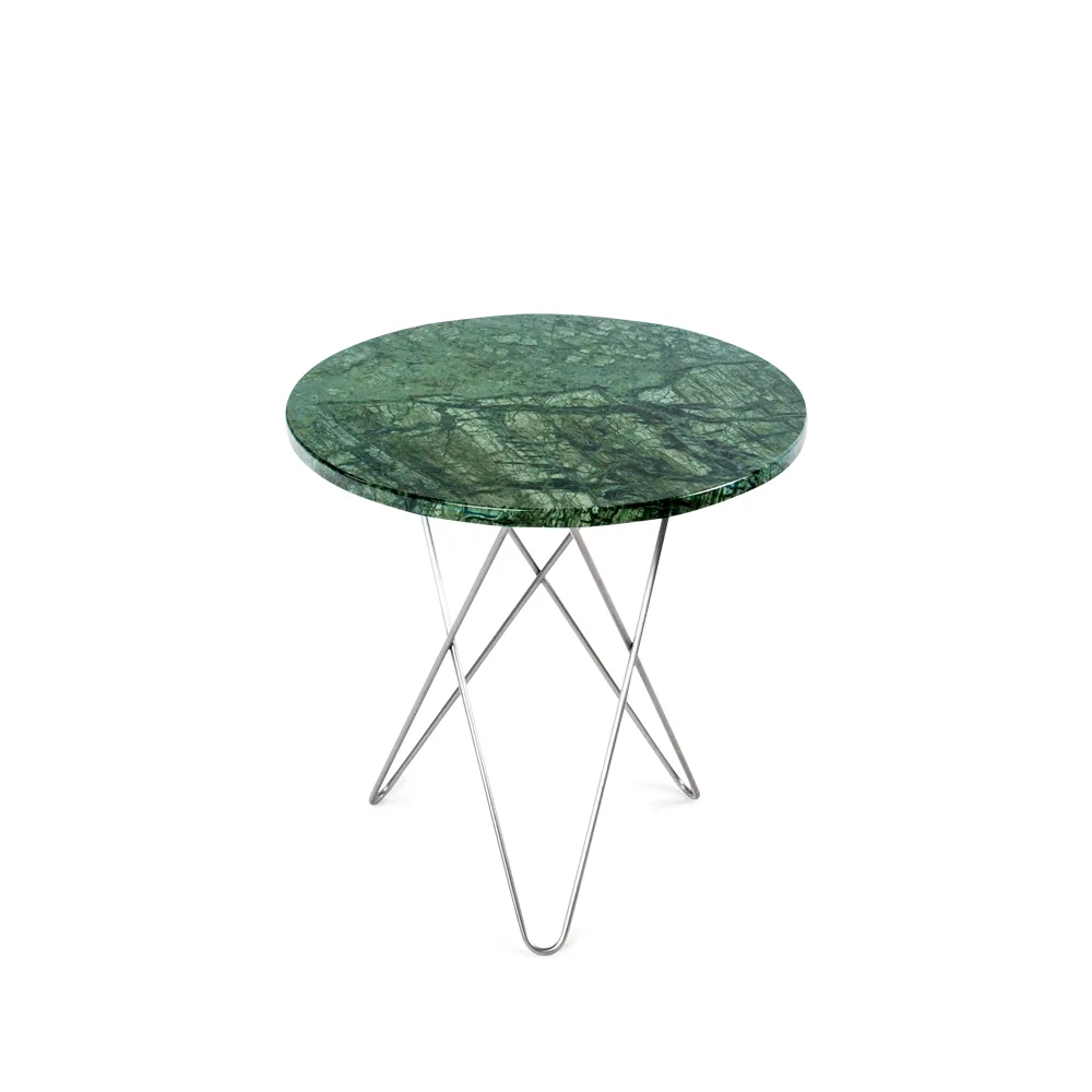 Table basse Mini O Tall, marbre vert, acier inoxydable OX Denmarq