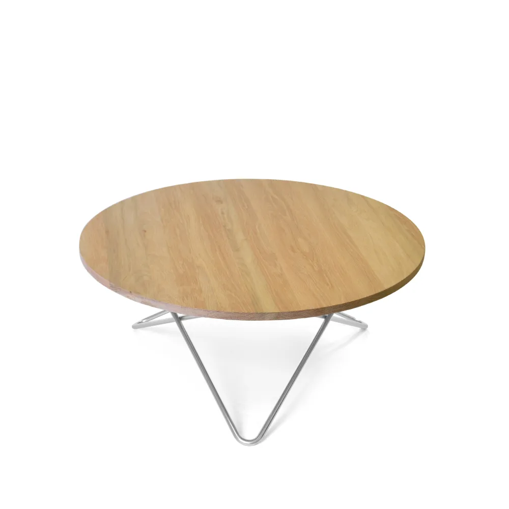 Table basse O, chêne laqué mat, cadre en acier inoxydable OX Denmarq