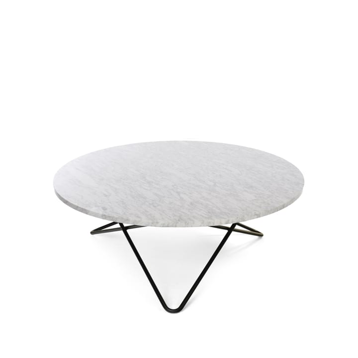 Table basse O Large - marbre de Carrare, support laqué noir - OX Denmarq