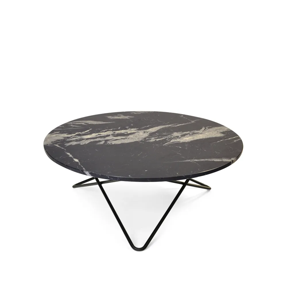 Table basse O Large, marbre marquina mat, support laqué noir OX Denmarq