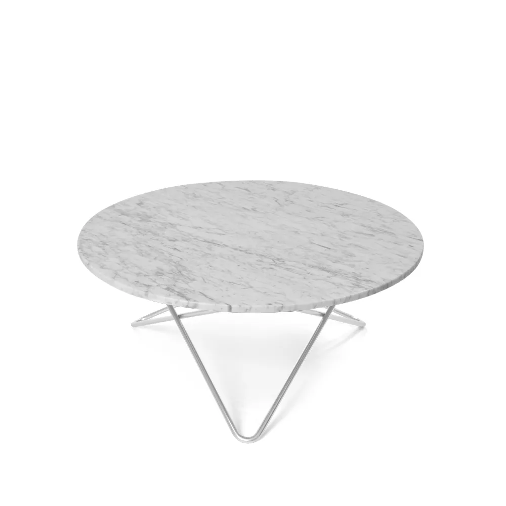 Table basse O, marbre blanc, support en acier inoxydable OX Denmarq