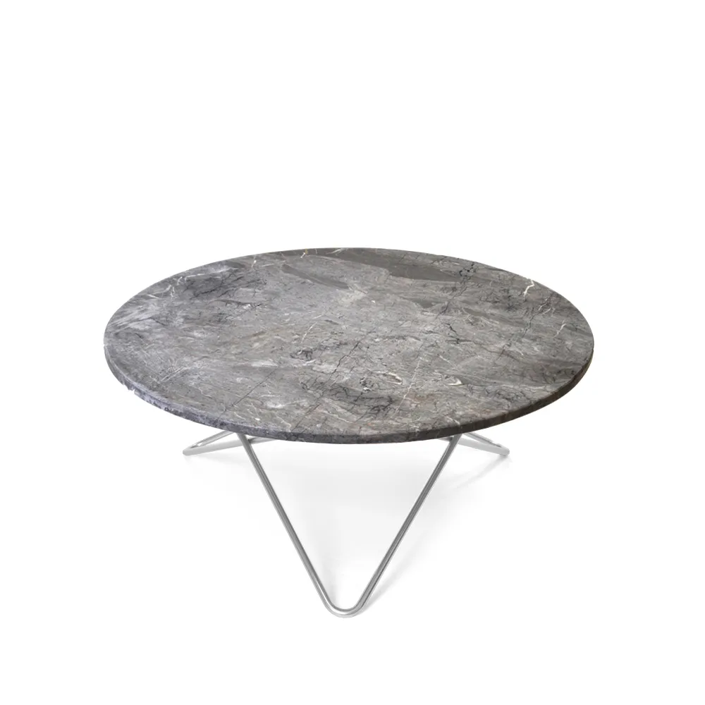 Table basse O, Marbre gris, support en acier inoxydable OX Denmarq