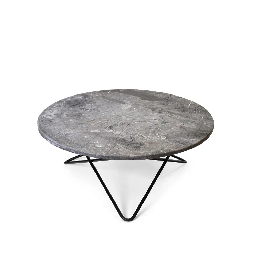 Table basse O, Marbre gris, support laqué noir OX Denmarq