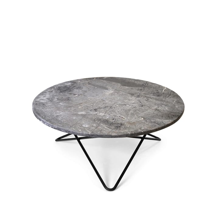 Table basse O - marbre gris, support laqué noir - OX Denmarq