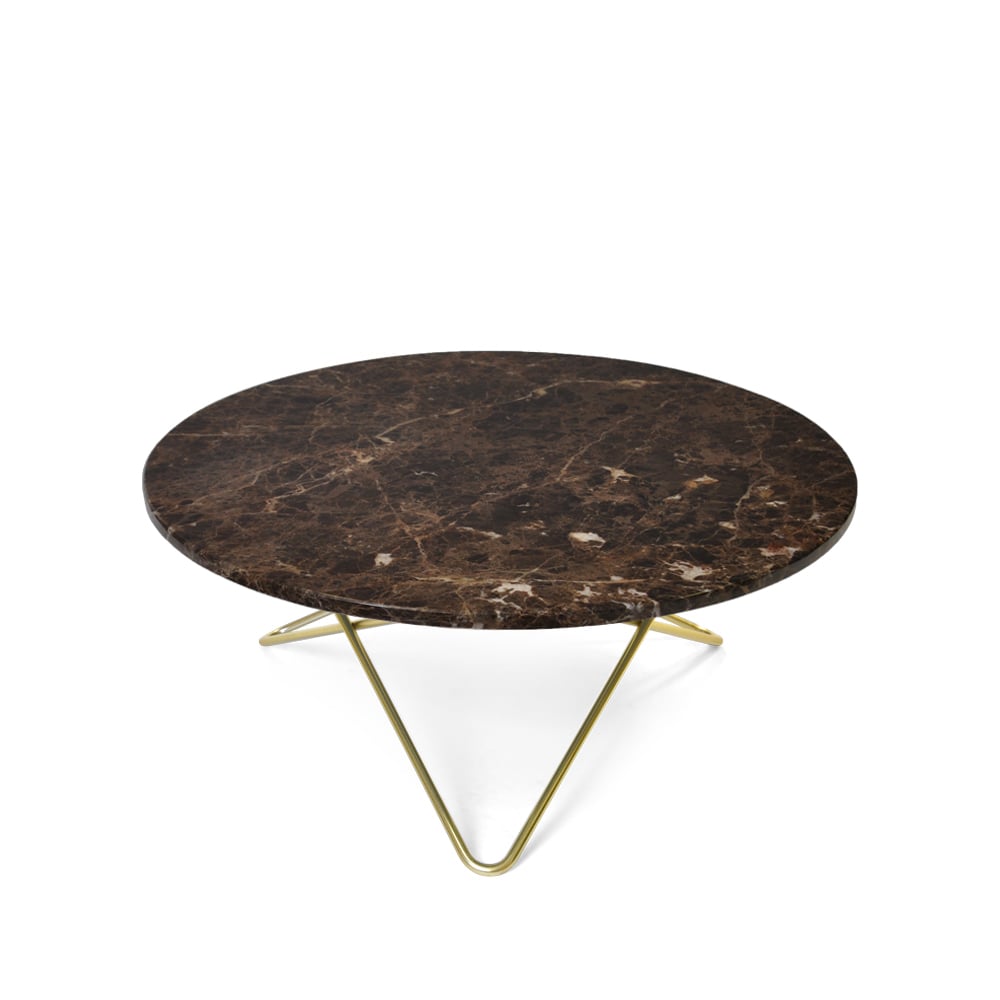 OX Denmarq Table basse O marbre marron, support en laiton