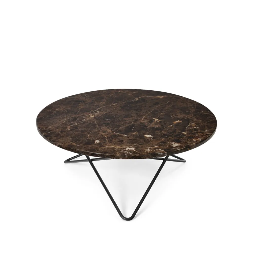 Table basse O, marbre marron, support laqué noir OX Denmarq