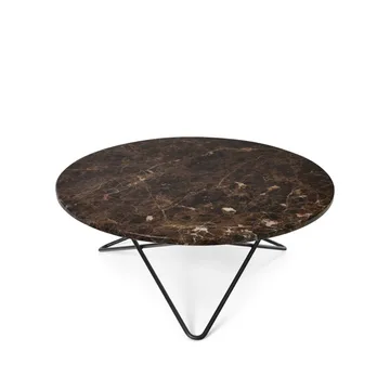 Table basse O - marbre marron, support laqué noir - OX Denmarq