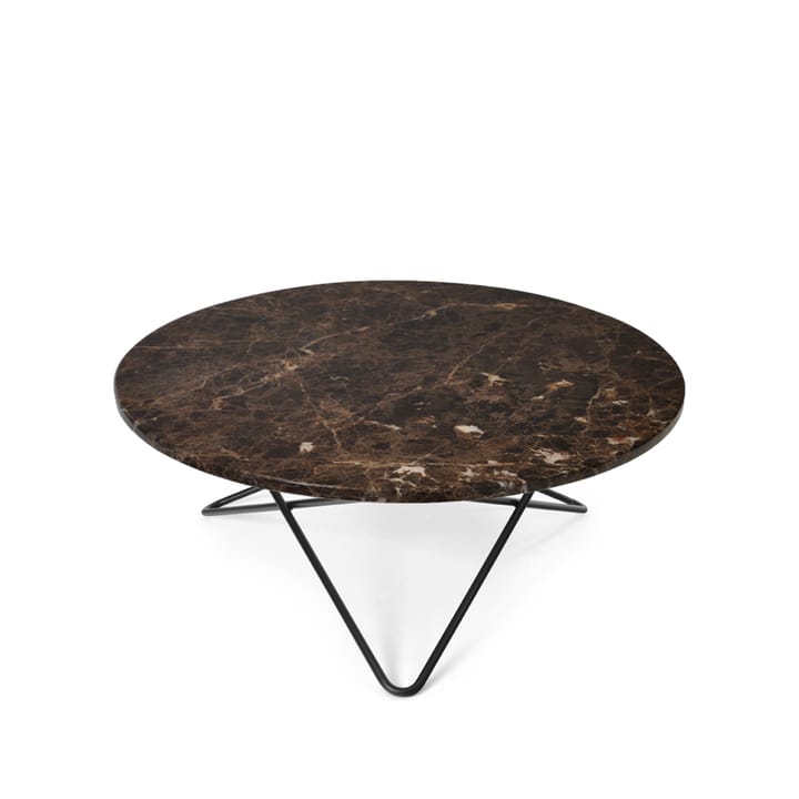 Table basse O - marbre marron, support laqué noir - OX Denmarq