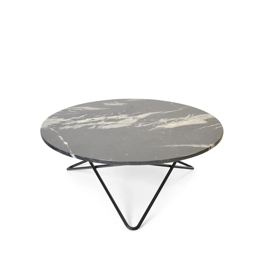 Table basse O, marbre noir, support noir OX Denmarq