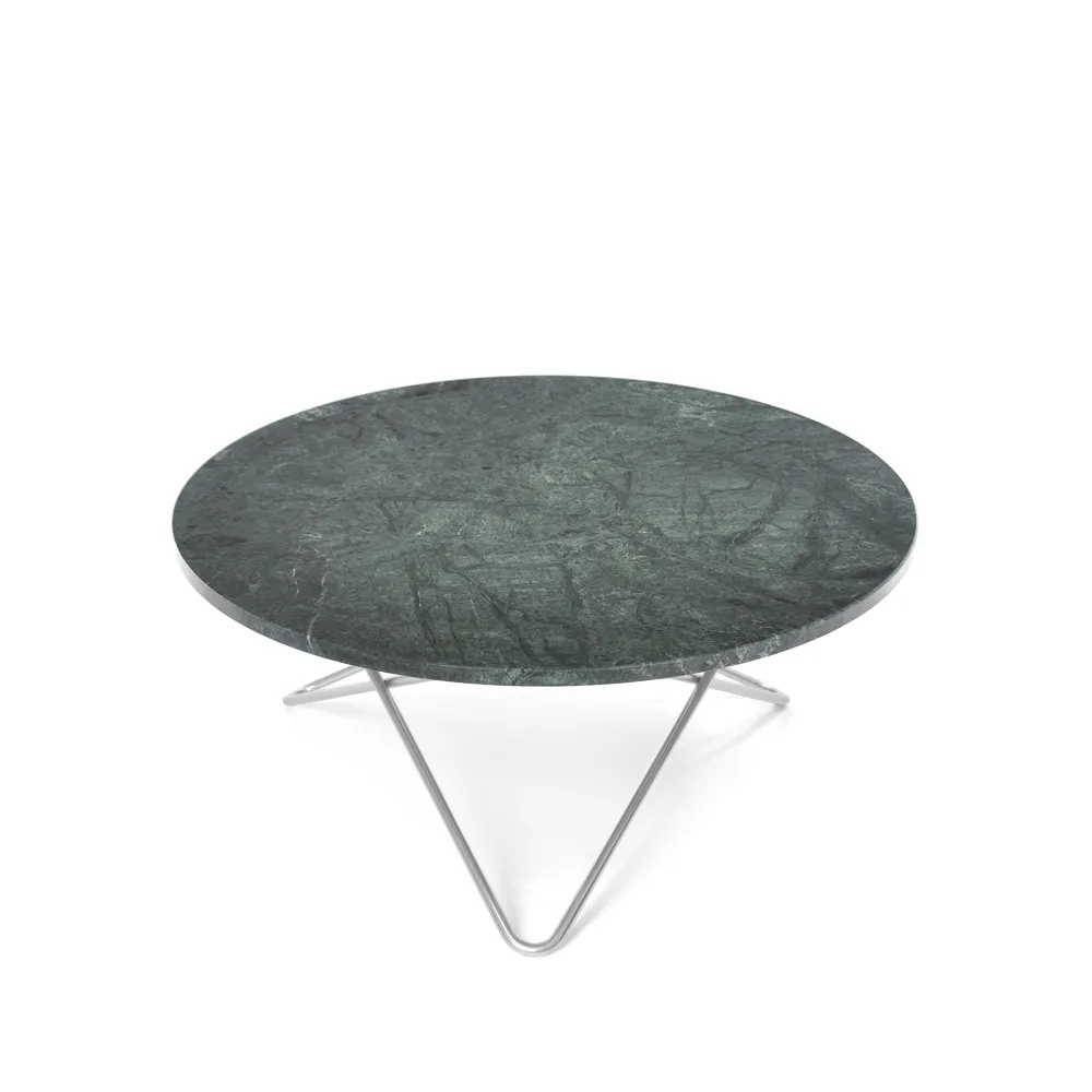 Table basse O, marbre vert, support en acier inoxydable OX Denmarq