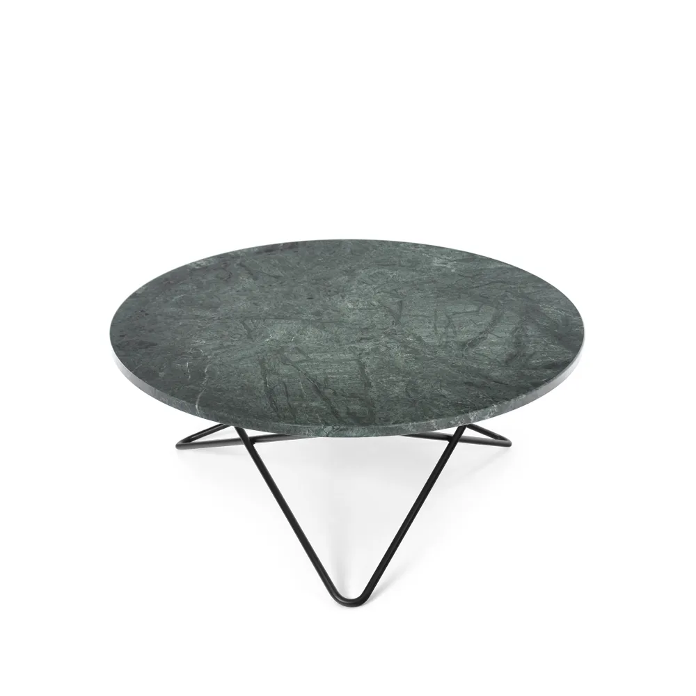 Table basse O, marbre vert, support laqué noir OX Denmarq