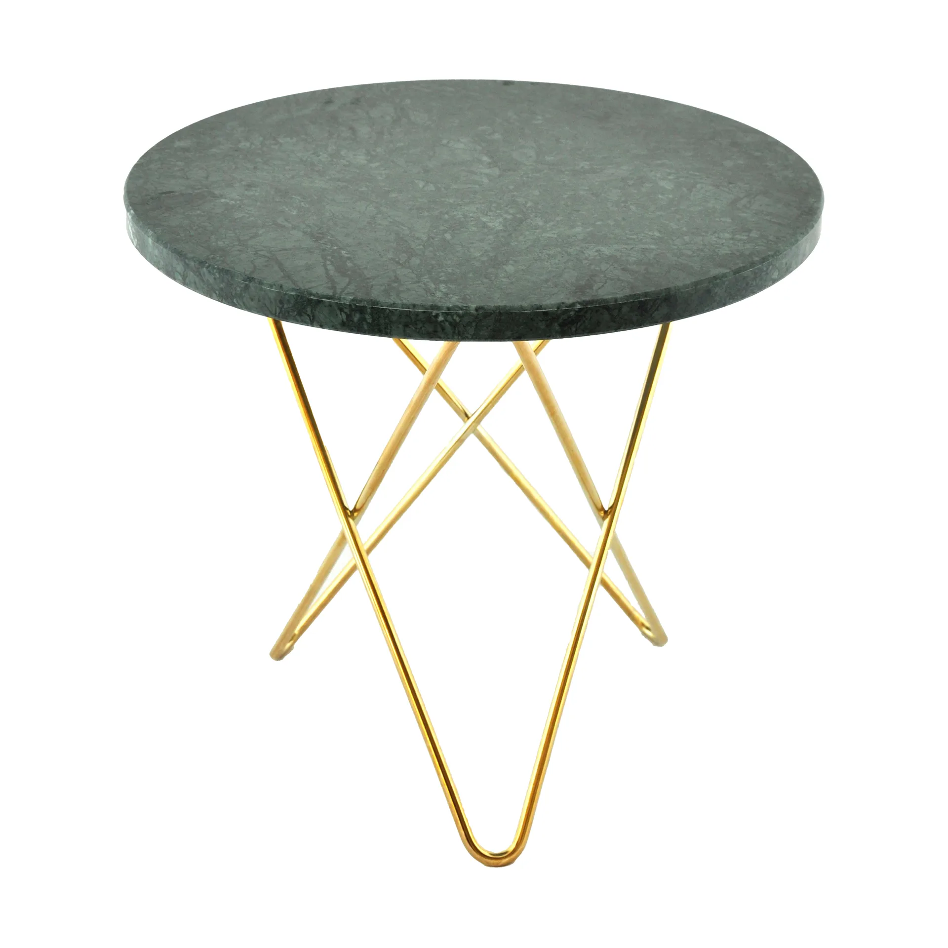 Table d'appoint Mini O Ø40 H37, structure en laiton, marbre vert OX Denmarq