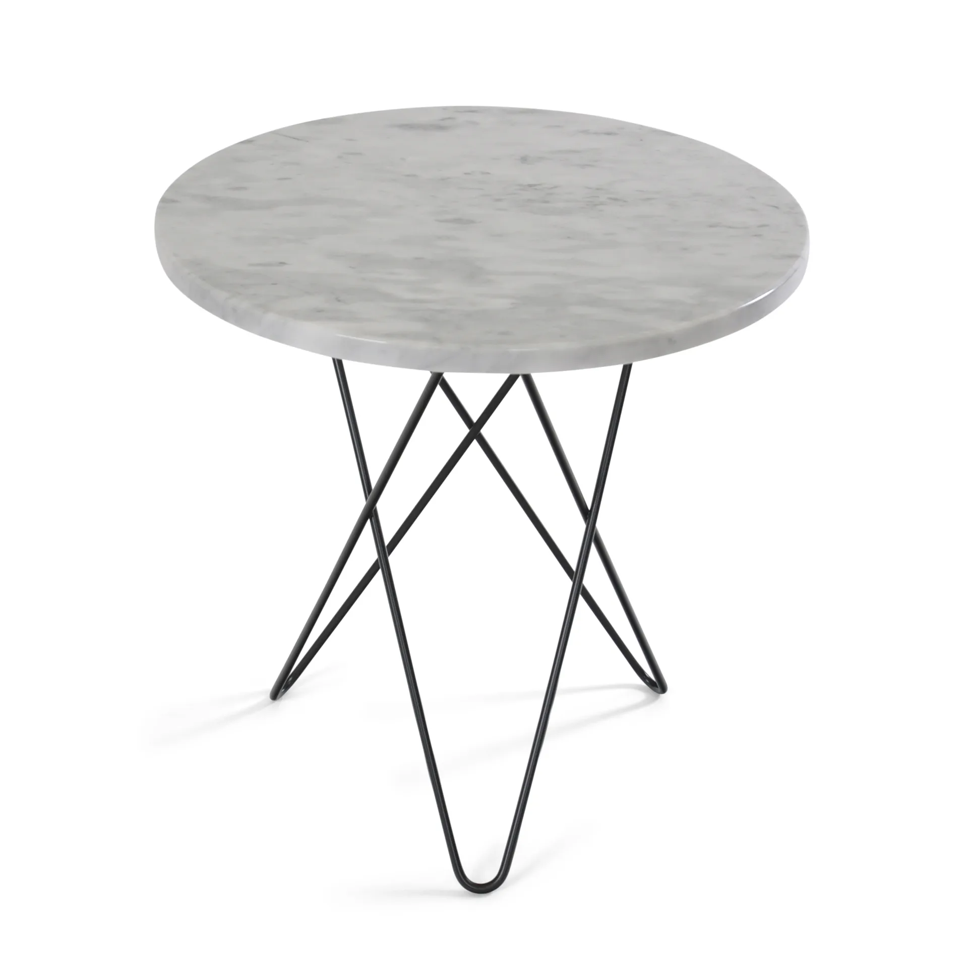 Table d'appoint Mini O Ø40 H37, structure noire, marbre blanc OX Denmarq