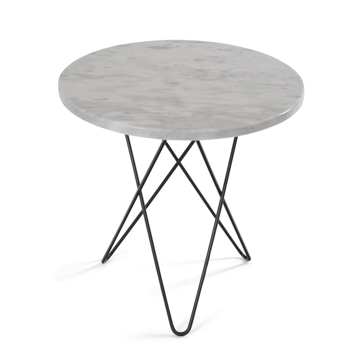 Table d'appoint Mini O Ø40 H37, structure noire - marbre blanc - OX Denmarq