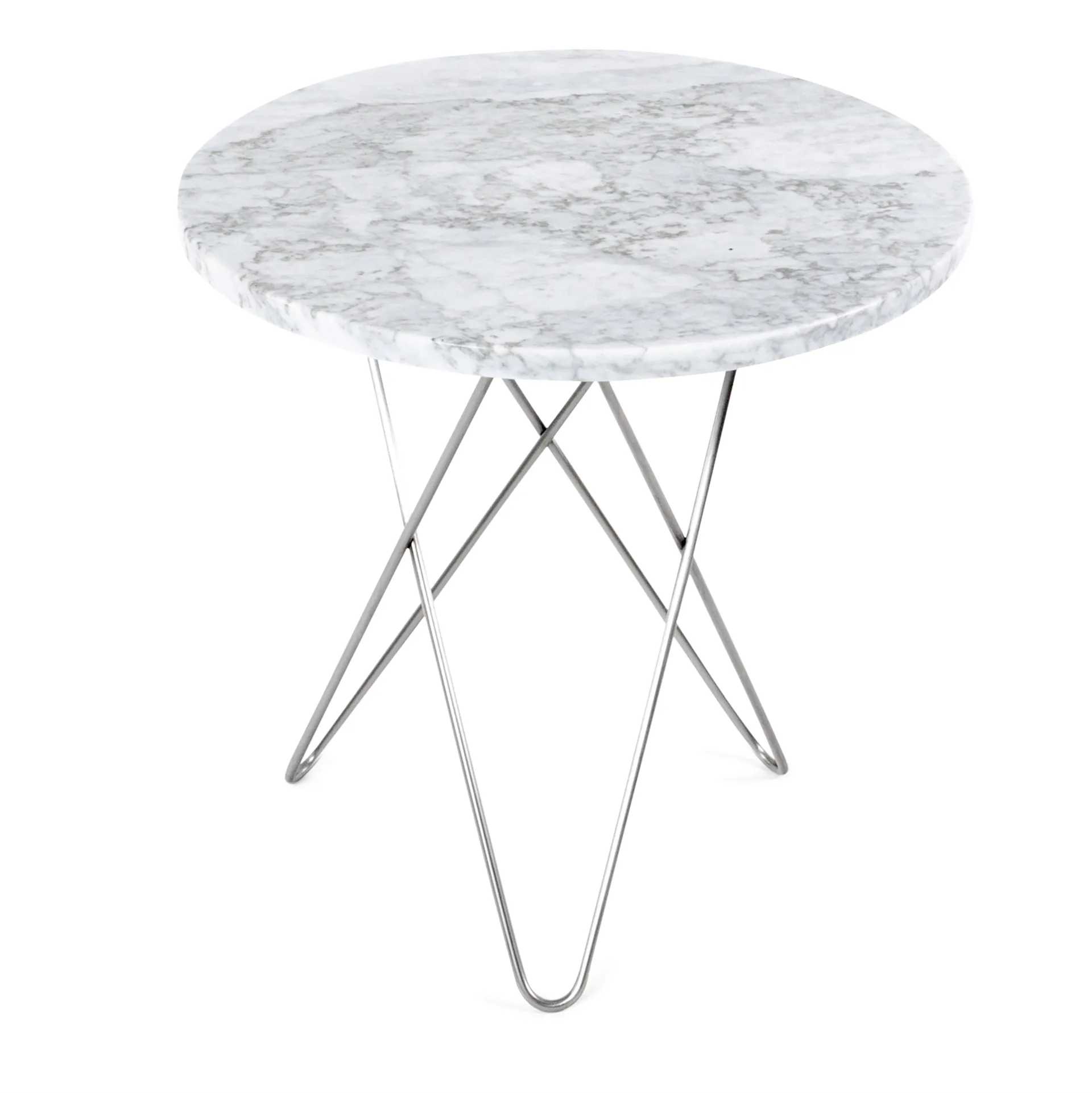 Table d'appoint Mini O Tall Ø50 H50, structure en acier inoxydable, marbre blanc OX Denmarq