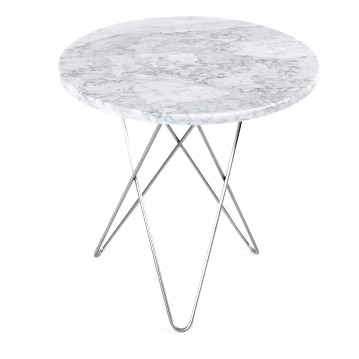 Table d'appoint Mini O Tall Ø50 H50, structure en acier inoxydable - marbre blanc - OX Denmarq