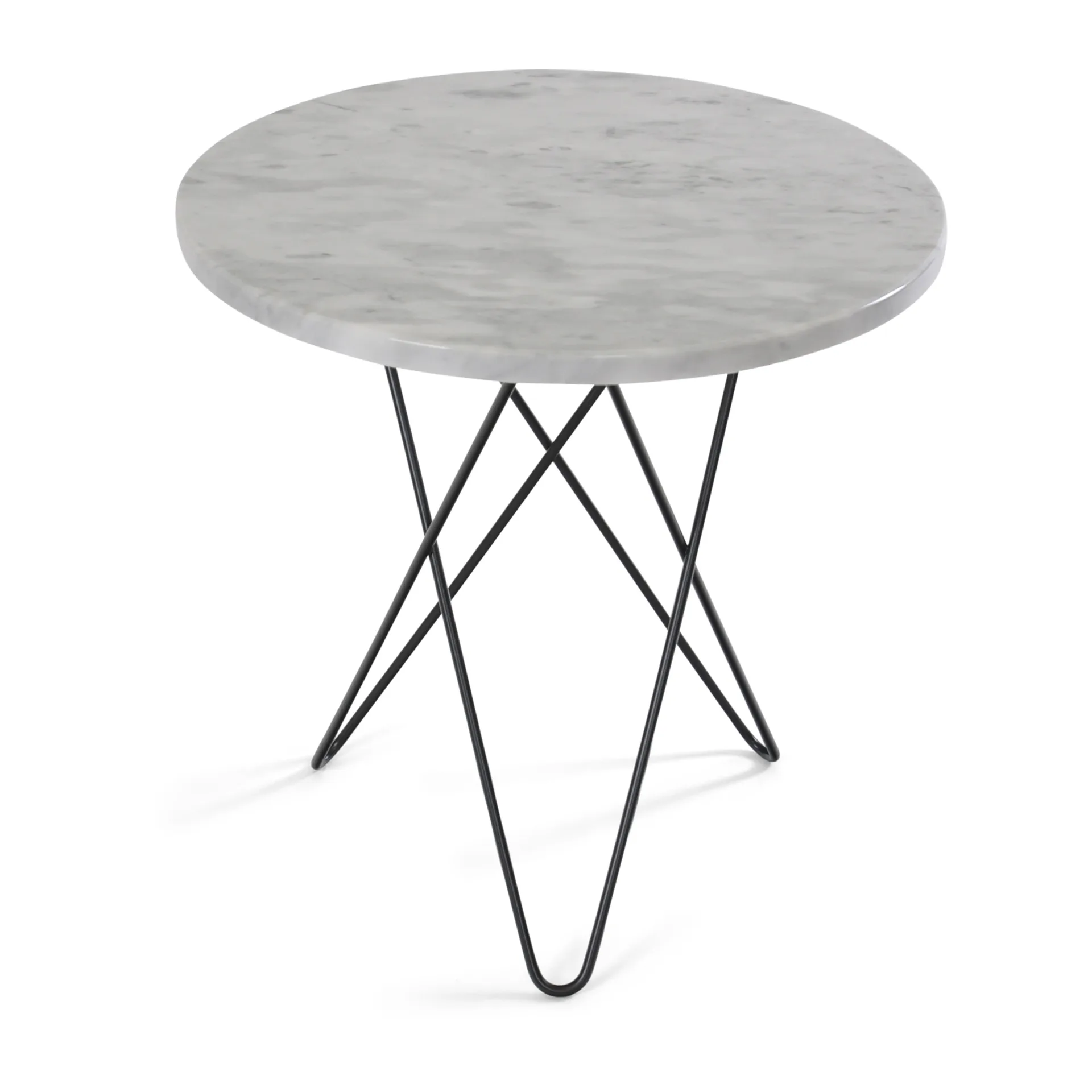 Table d'appoint Mini O Tall Ø50 H50, structure noire, marbre blanc OX Denmarq