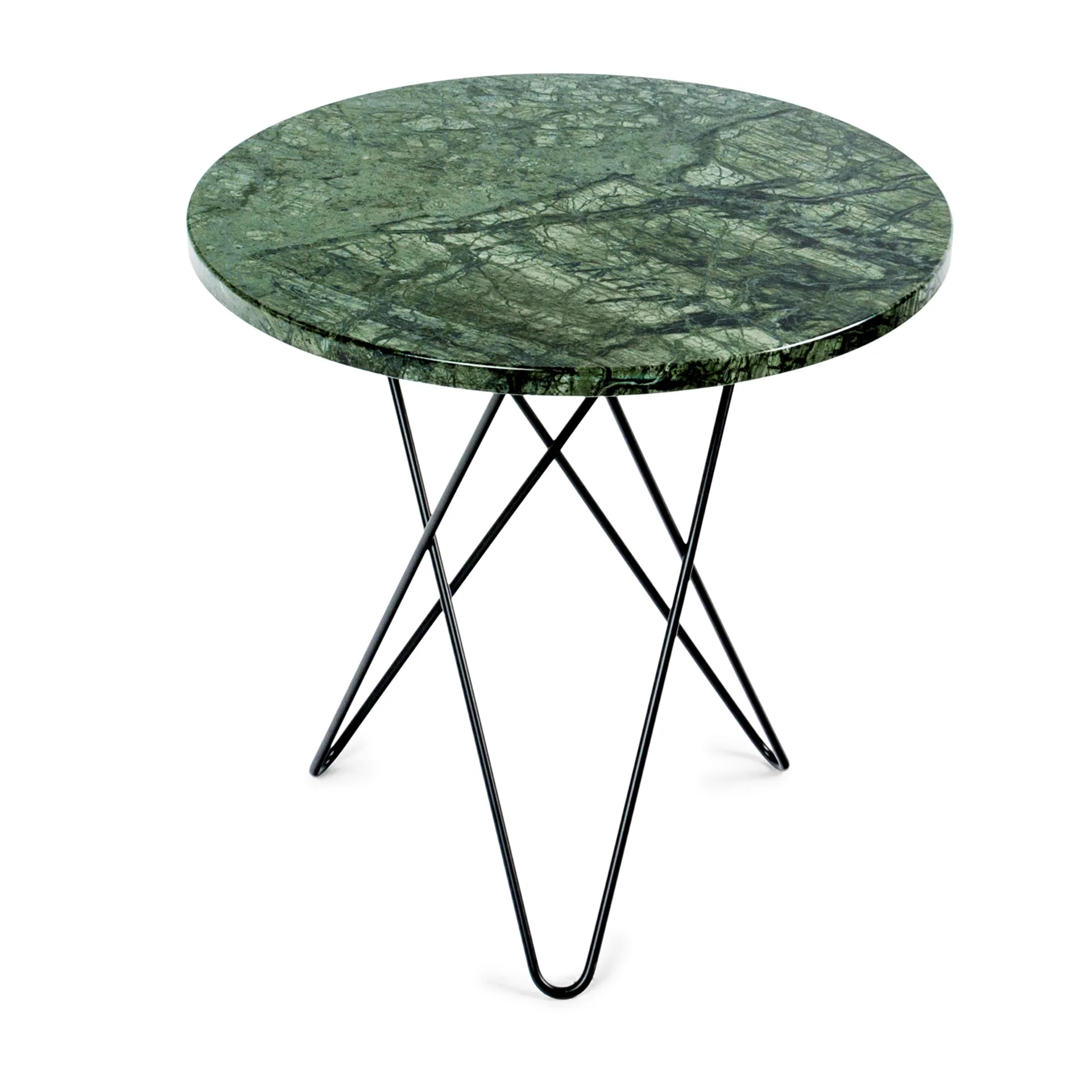 Table d'appoint Mini O Tall Ø50 H50, structure noire, marbre vert OX Denmarq