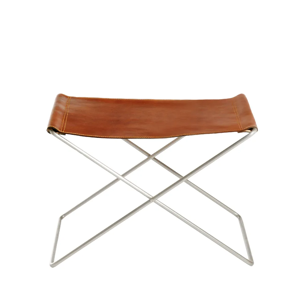 Tabouret OX Stool, cuir cognac, acier inoxydable OX Denmarq