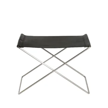 Tabouret OX Stool - cuir noir, acier inoxydable - OX Denmarq