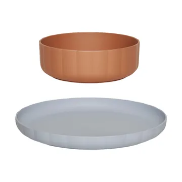 Assiette & bol Pullo 2 pièces - Caramel-ice blue - OYOY