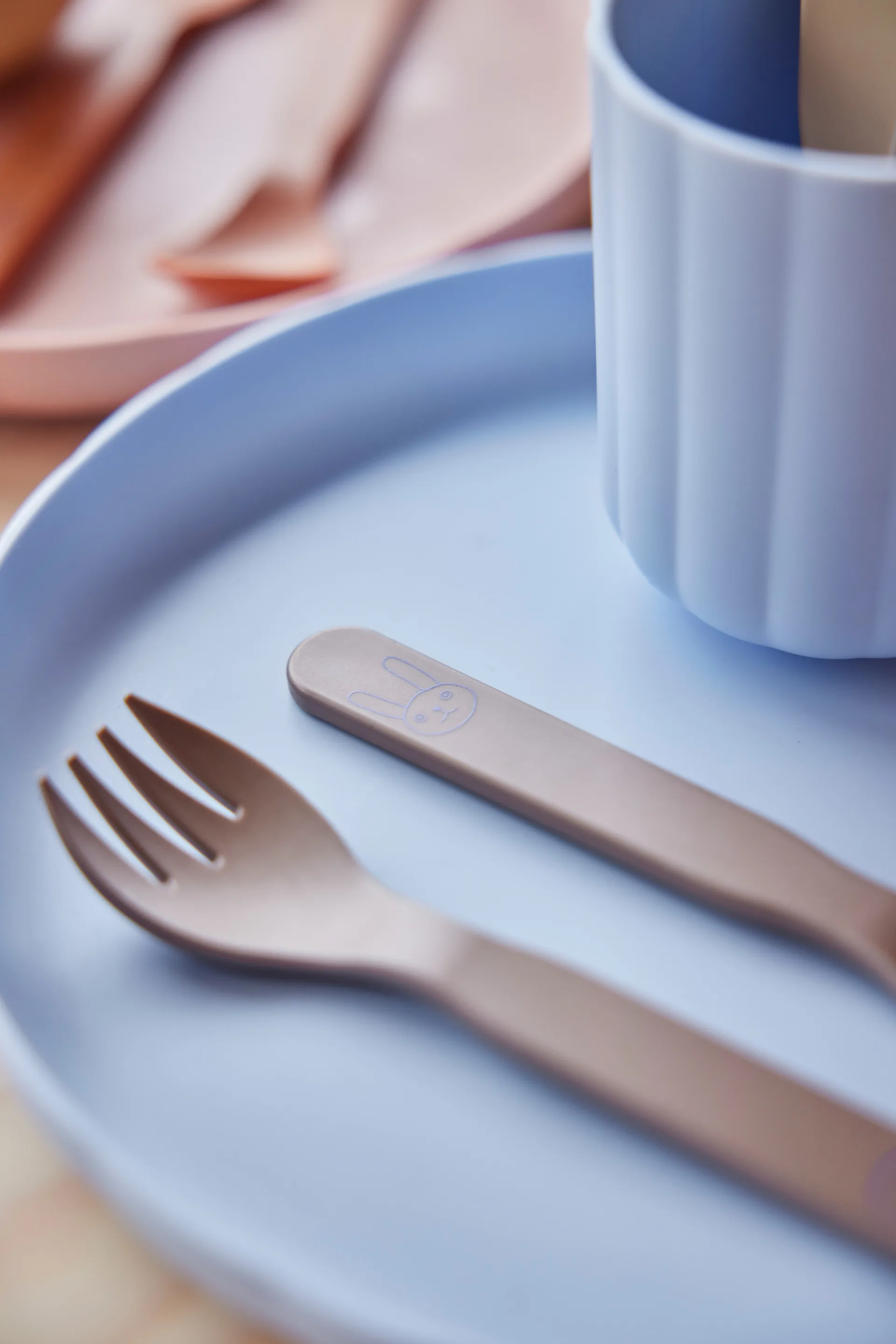 Assiette & bol Pullo 2 pièces, Caramel-ice blue OYOY