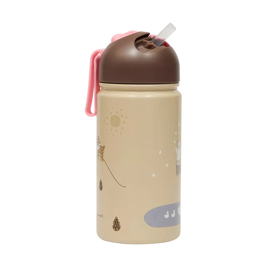 Bouteille isotherme Friends in the Forest 36 cl, Rose OYOY