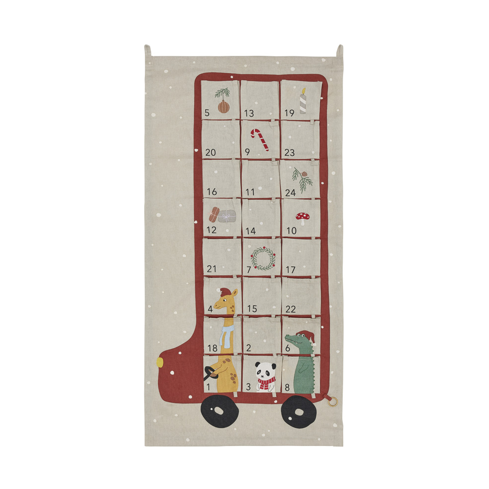 OYOY Calendrier de l'avent Buss 52x104 cm Rouge argile