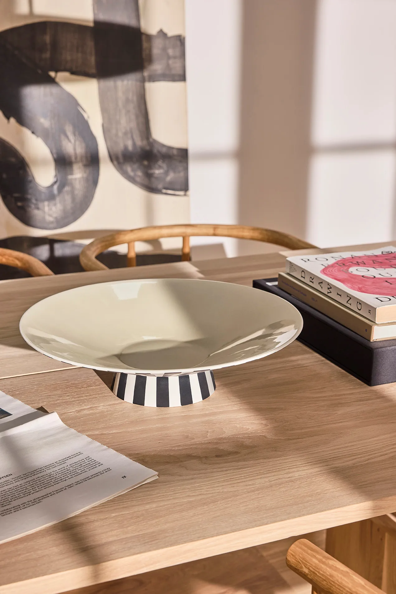 Centerpiece bas Toppu Ø39x10,5 cm, Vanilla-black-white OYOY