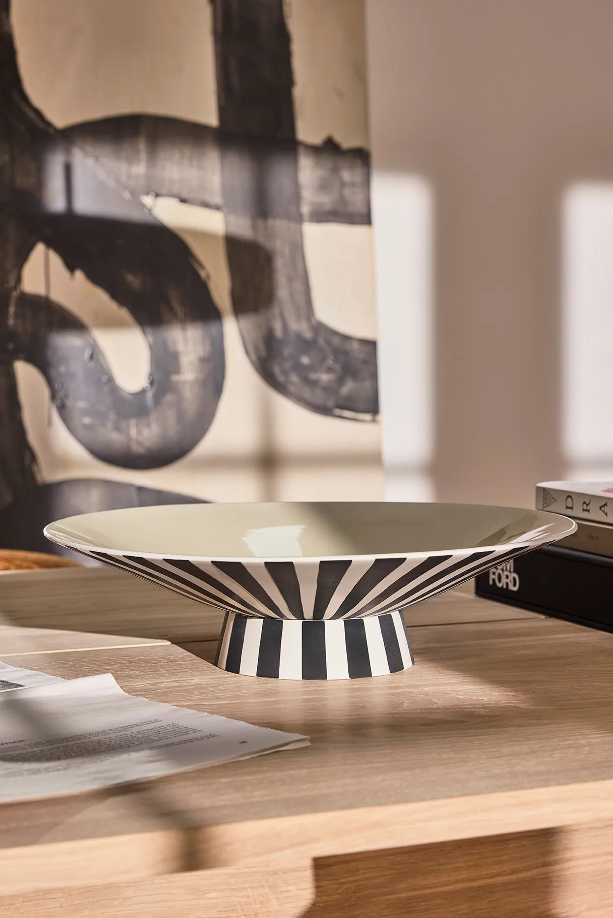 Centerpiece bas Toppu Ø39x10,5 cm, Vanilla-black-white OYOY