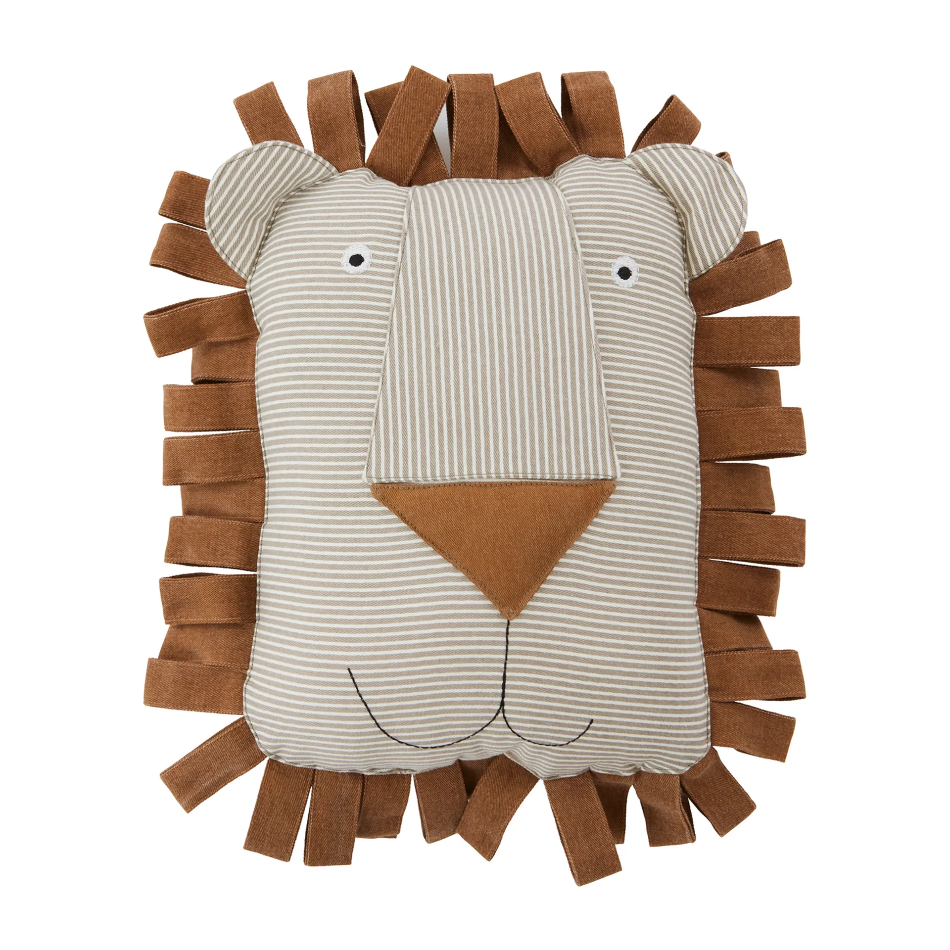 Coussin animal en denim OYOY, Lobo Lion, caramel OYOY