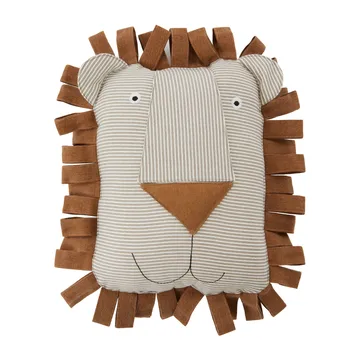 Coussin animal en denim OYOY - Lobo Lion, caramel - OYOY