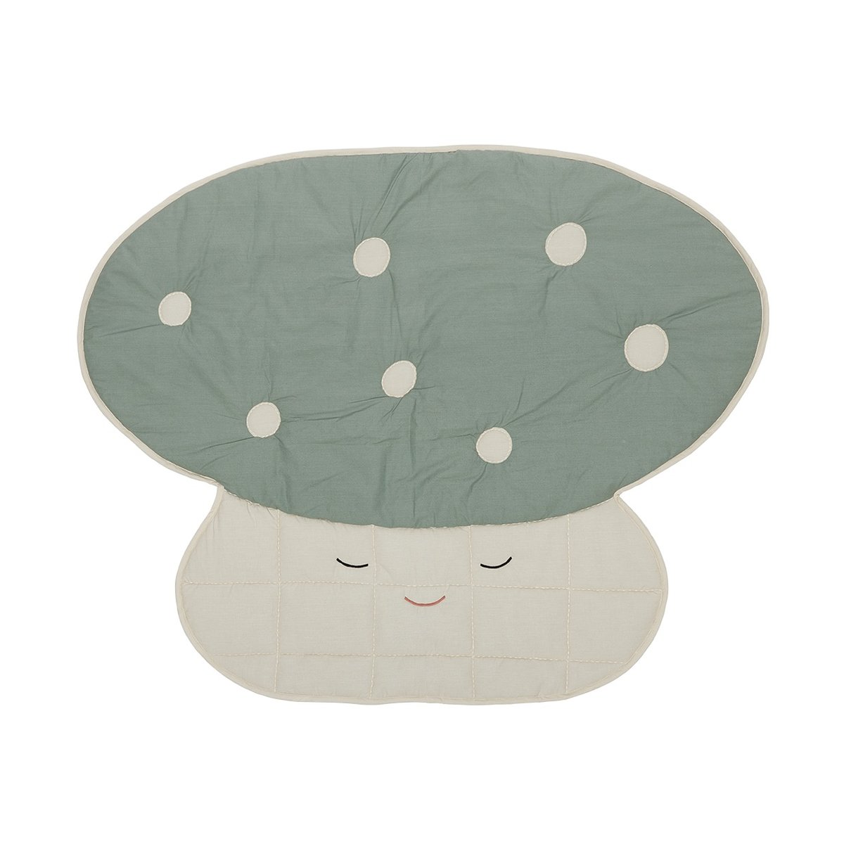 OYOY Couverture matelassée Mushroom Bleu pâle | Design Scandinave | Plaids & couvertures en coton | Blanc