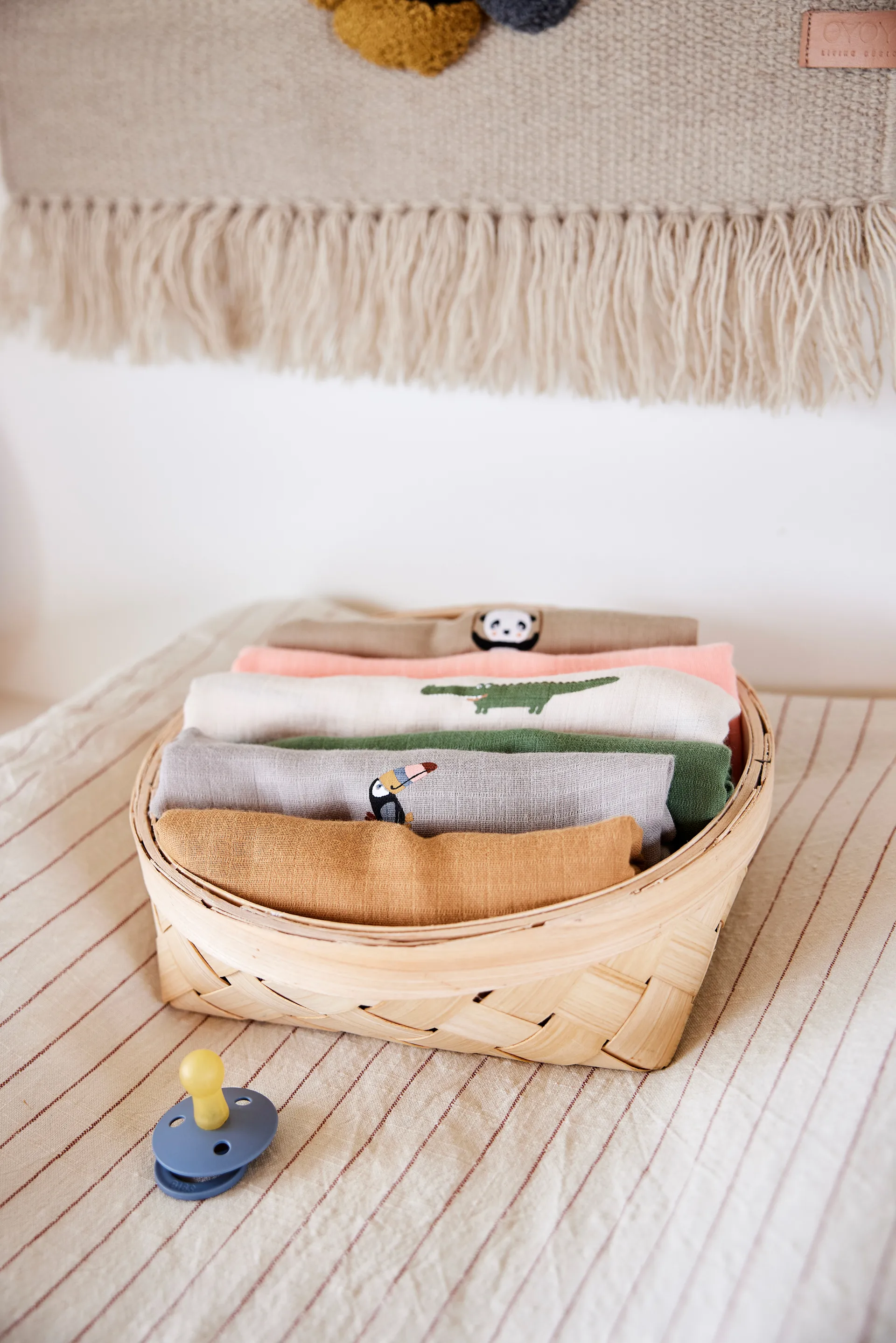 Couverture pour enfant Crocodile lot de 2, Beige-olive green OYOY