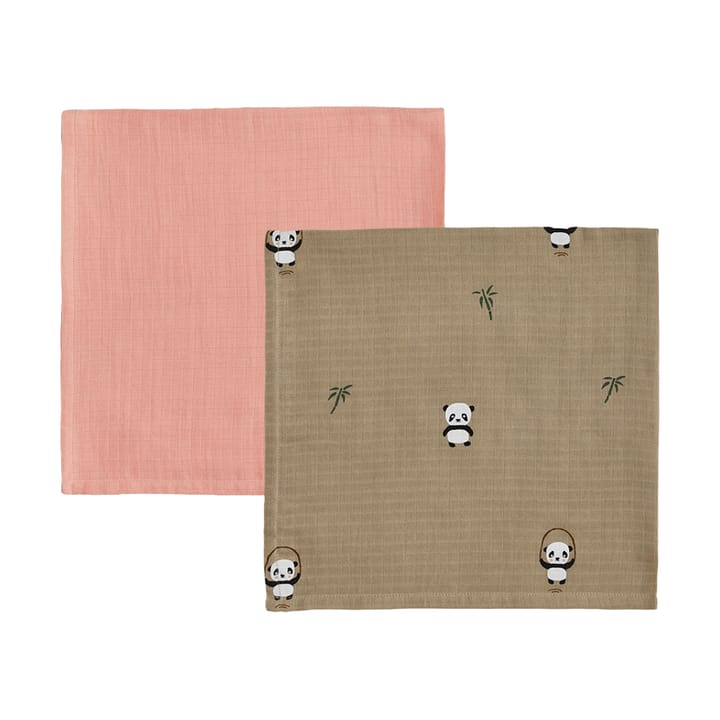 Couverture pour enfant Panda, lot de 2 - Khaki-rose - OYOY