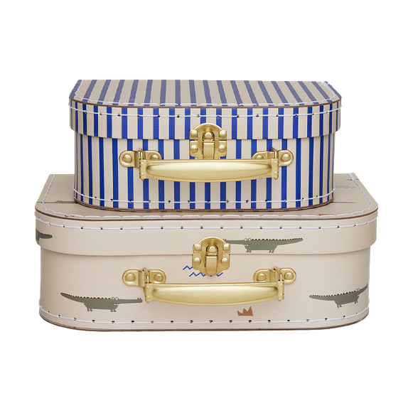 OYOY Ensemble valises Mini crocodile & stripes Beige