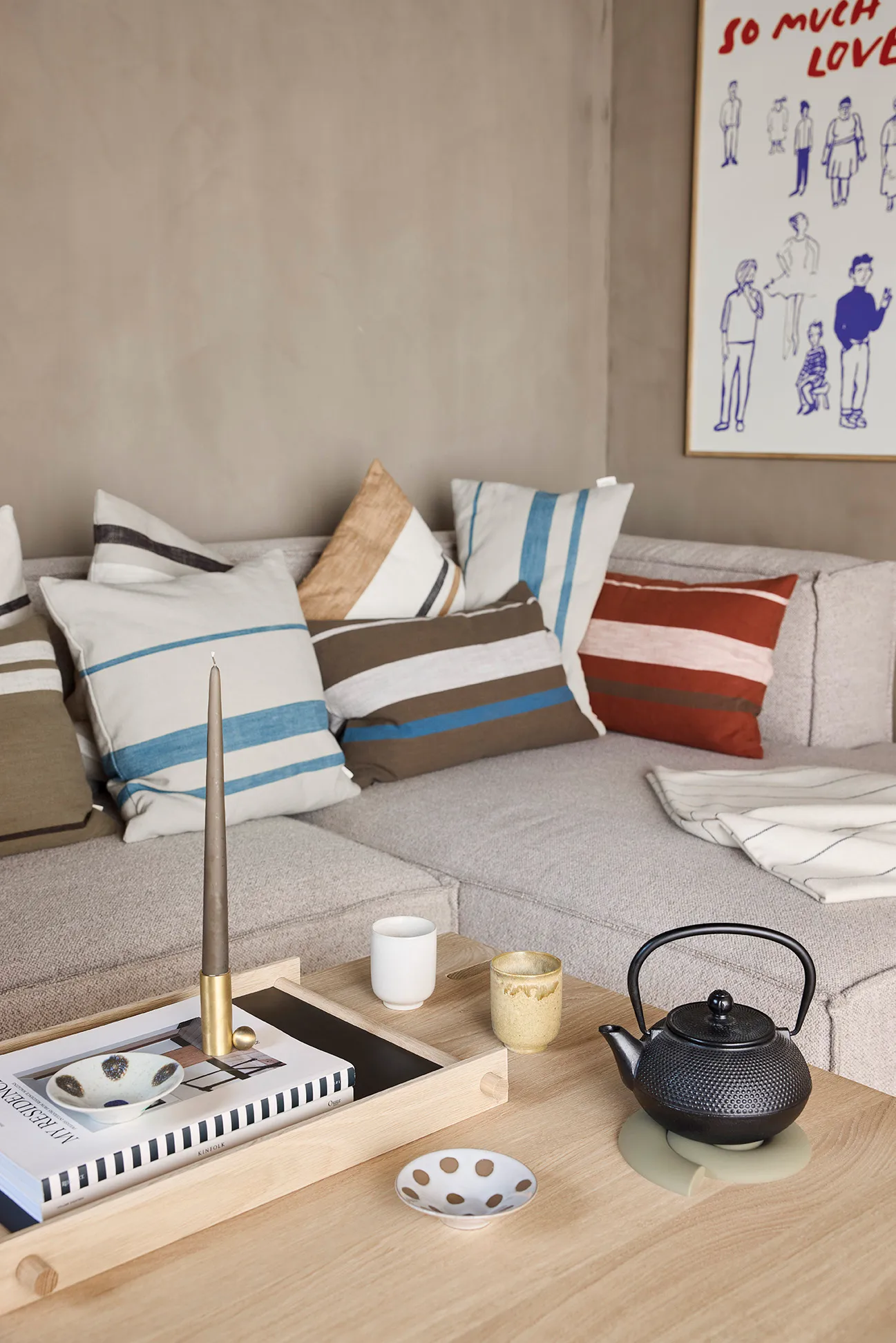 Housse de coussin Sofuto 40x60 cm, Blue-clay OYOY