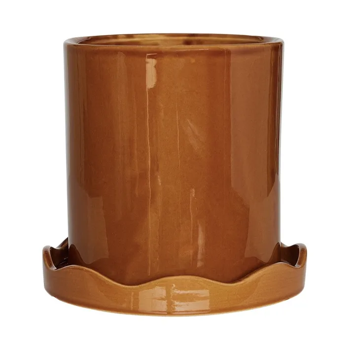 Nami pot avec soucoupe Ø16,5 small, Ambre OYOY