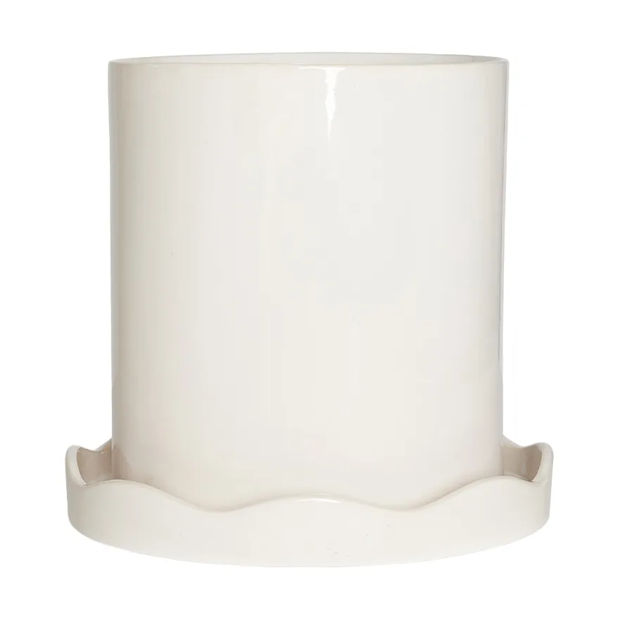 Nami pot avec soucoupe Ø21,5 cm medium, Blanc OYOY