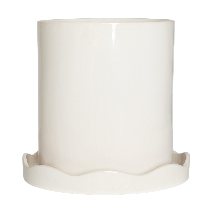 OYOY Nami pot avec soucoupe 21,5 cm medium Blanc | Design Scandinave | Cache-pots | Blanc