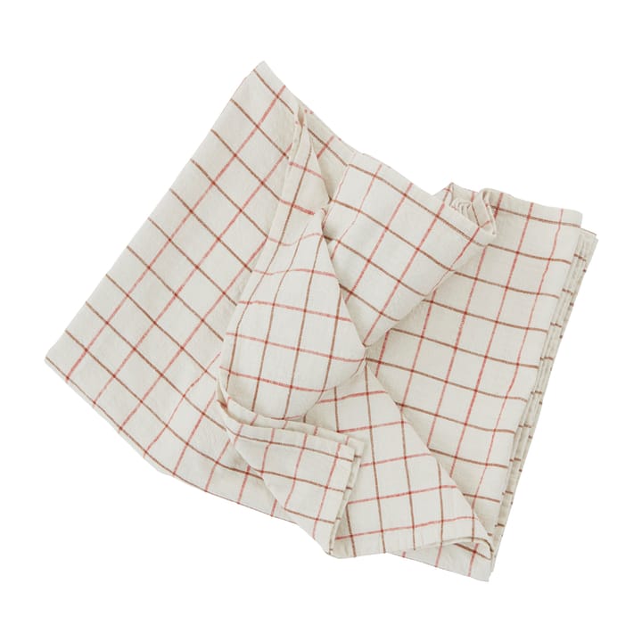 Nappe Grid 140x260 cm - Offwhite-red - OYOY