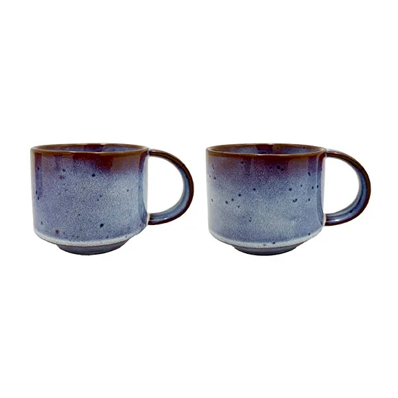 Pack de 2 tasses Yuka, Espace réactif (bleu-marron) OYOY