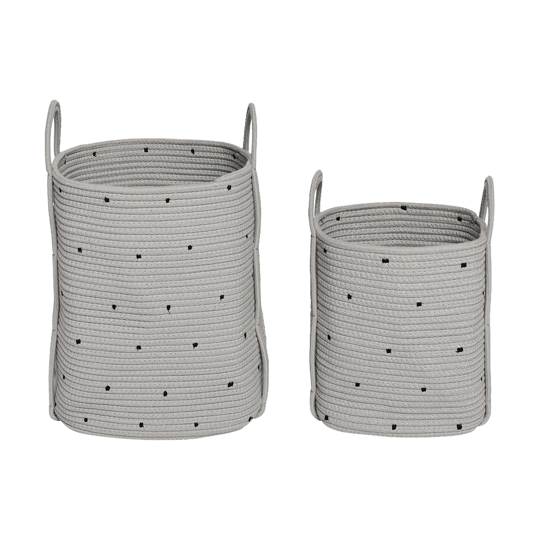 OYOY Panier de rangement Dot lot de 2 Clay | Design Scandinave | Paniers de rangement | Beige