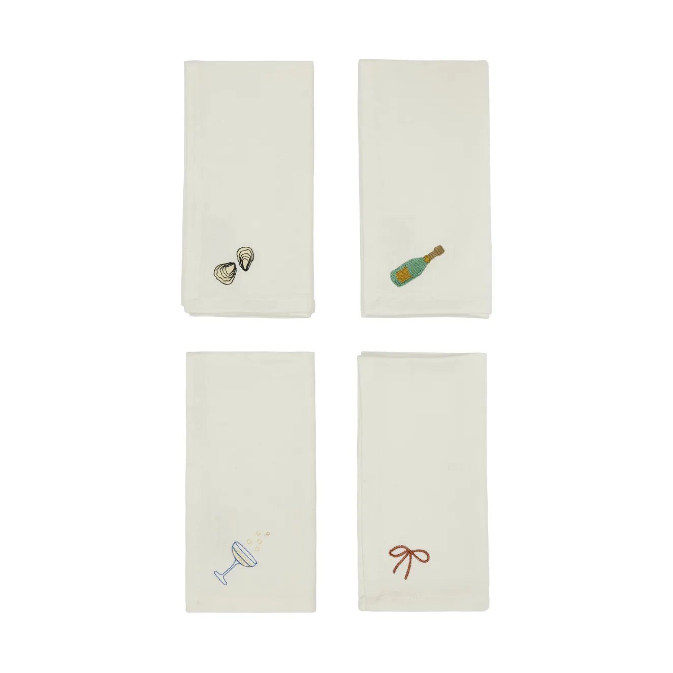 Serviette en coton New Year 45x45 cm lot de 4, Blanc cassé OYOY