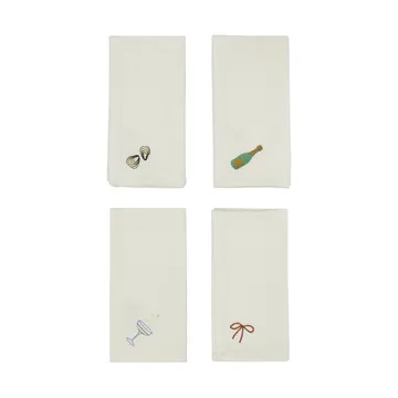 Serviette en coton New Year 45x45 cm lot de 4 - Blanc cassé - OYOY