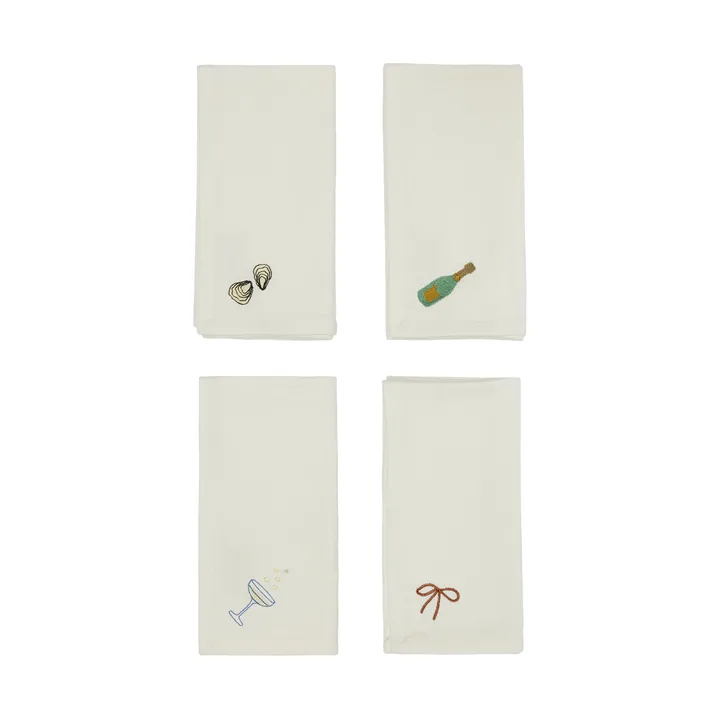 Serviette en coton New Year 45x45 cm lot de 4 - Blanc cassé - OYOY